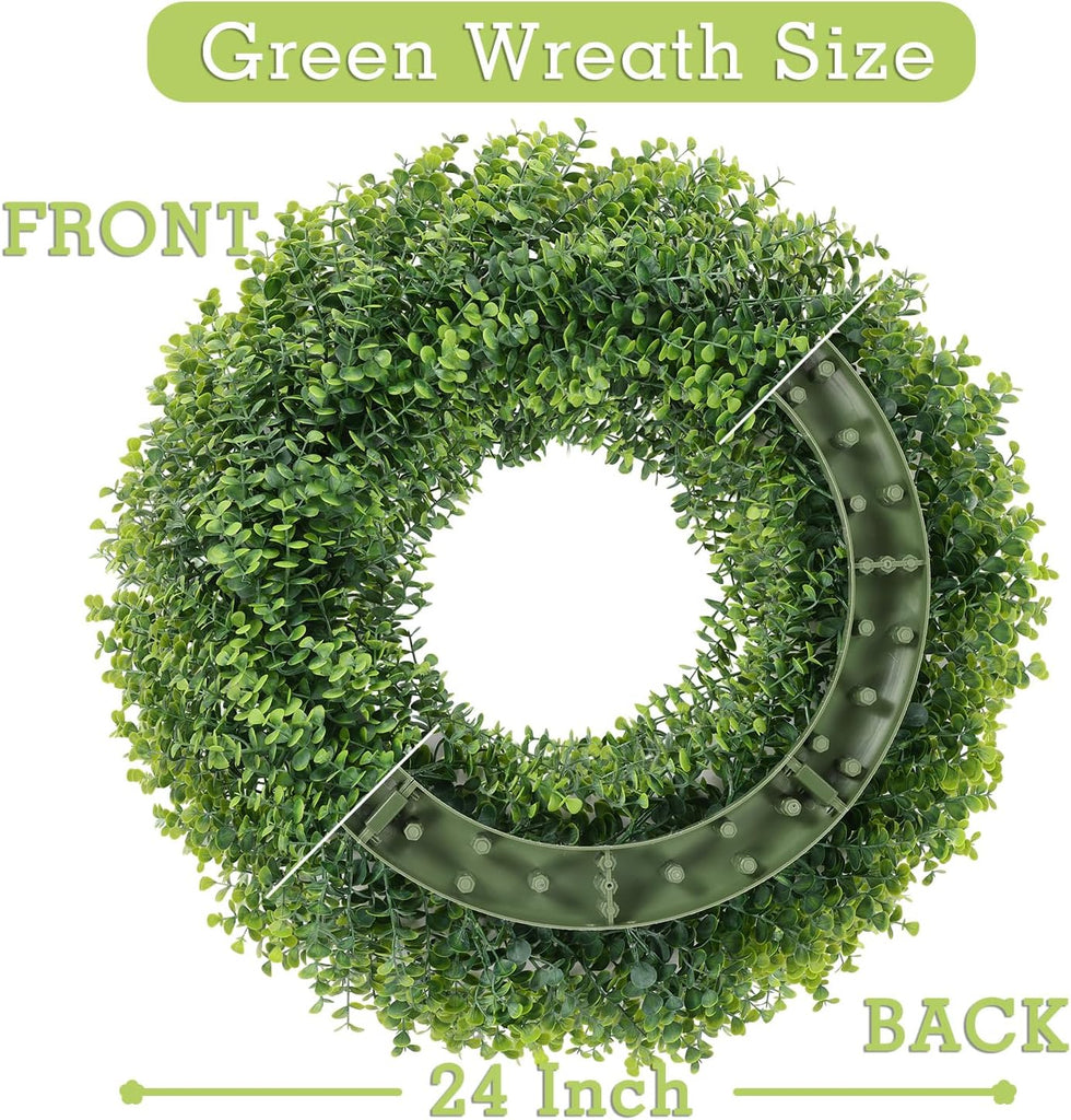 24 Inch Large Boxwood Wreaths for Front Door, Green