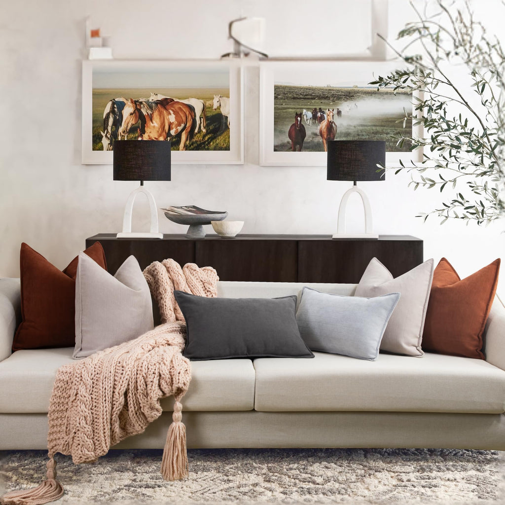Rust Throw Pillow Covers 20x20 Set of 2 Chenille Fall Pillow Covers with Elegant Design Soft and Luxurious Decorative
