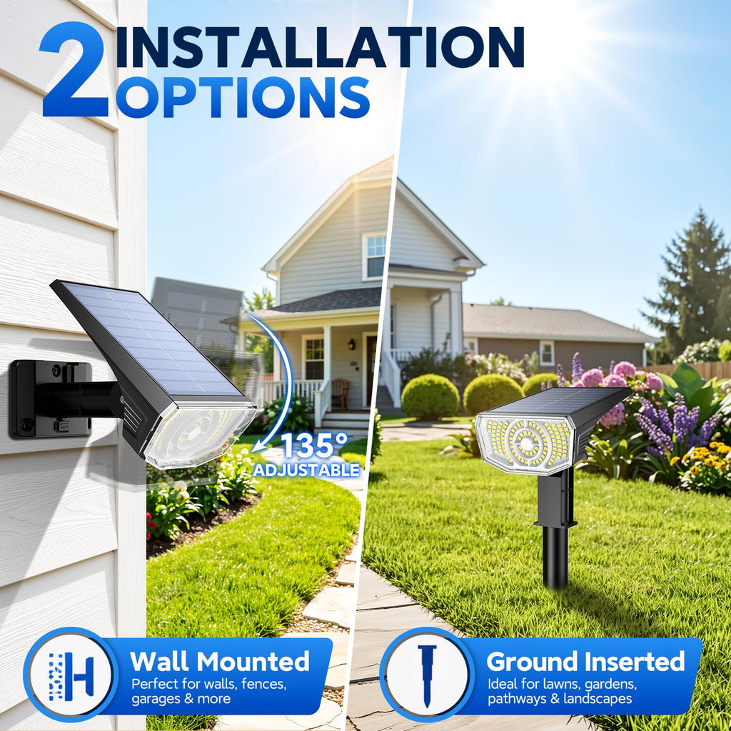 Solar Spot Lights Outdoor Waterproof IP65, 100 LED Solar Lights Outdoor
