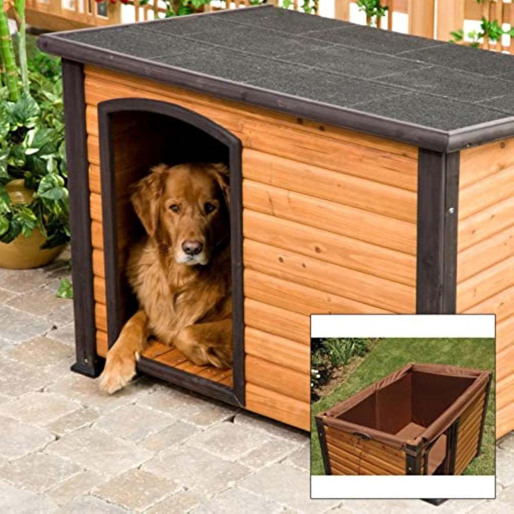 Log Cabin Dog House, Large, Natural Wood