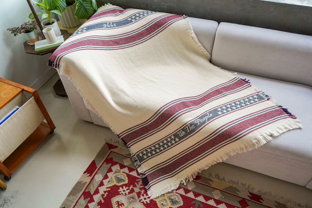 Americana We The People 1776 Blanket - Lightweight Throw - Woven from Cotton - Made in The USA (72x49)