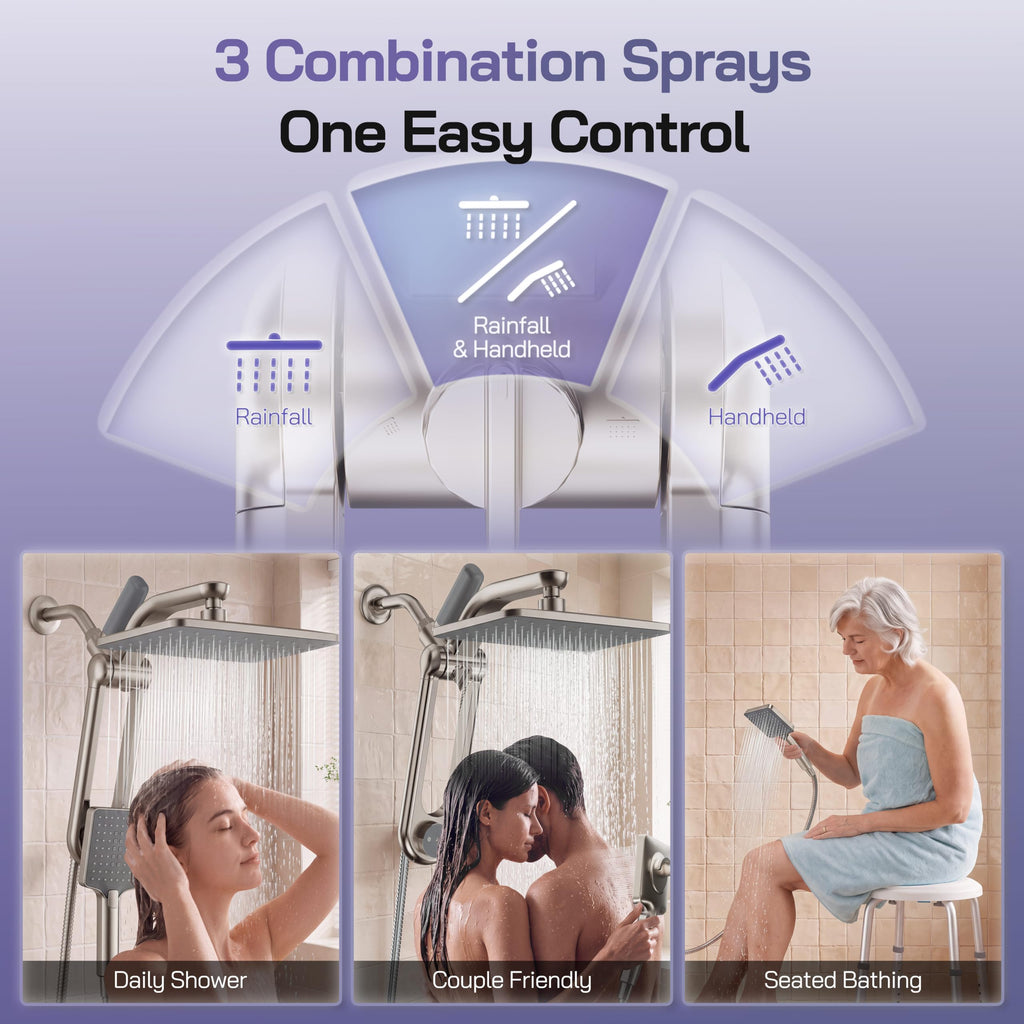 High Pressure Filtered Shower Head with Handheld Combo, Nickel