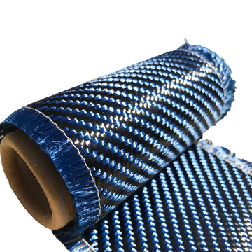 4 in x 5 ft - Carbon Fiber Fabric - Blue - 3K - 240g/meter Twill Weave Advanced Fiber Cloth Fabric - Rolled 4" Wide