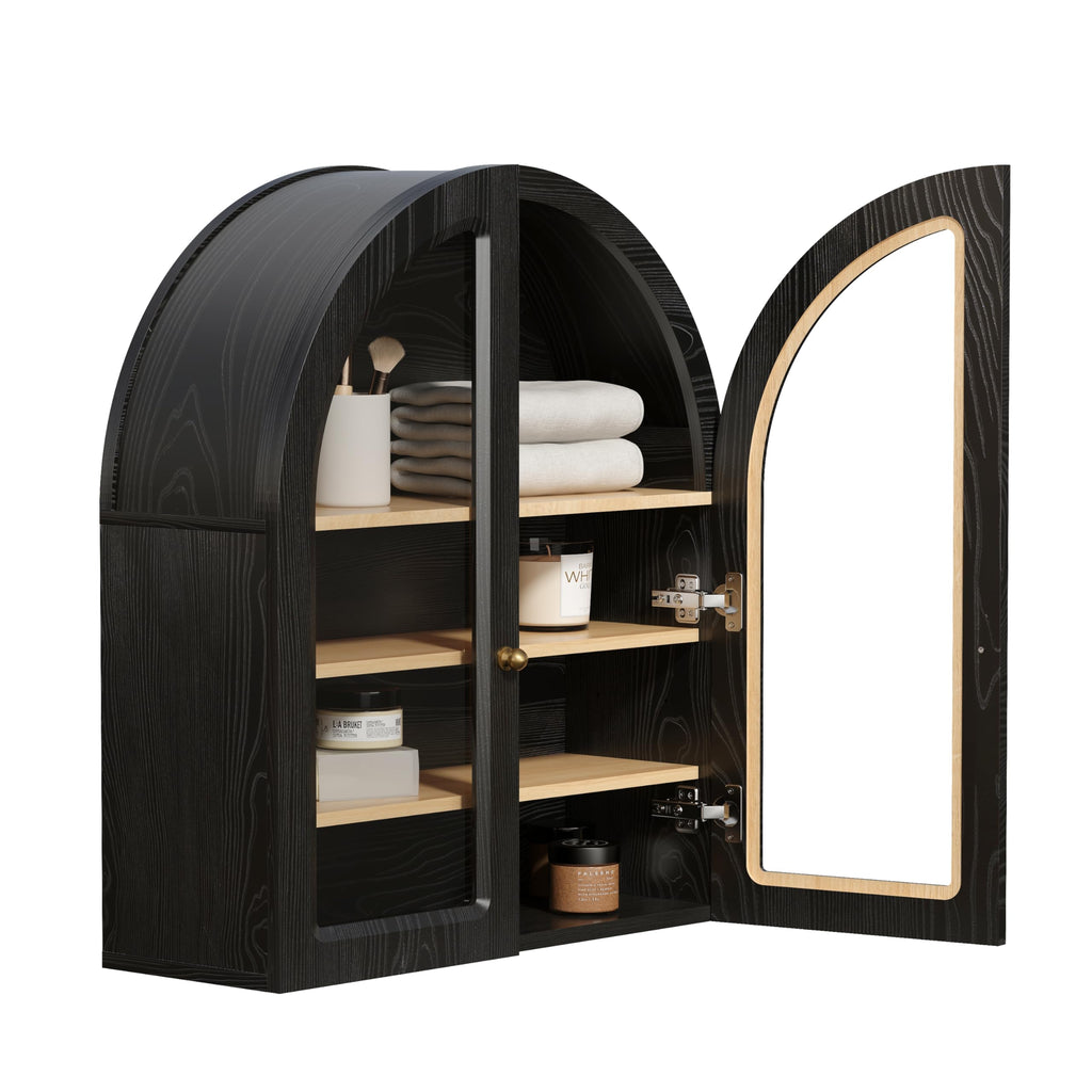 Arched Wall Cabinet, Large Bathroom Medicine Cabinet Wall Mounted Cupboard, Modern Floating Storage Cabinet with