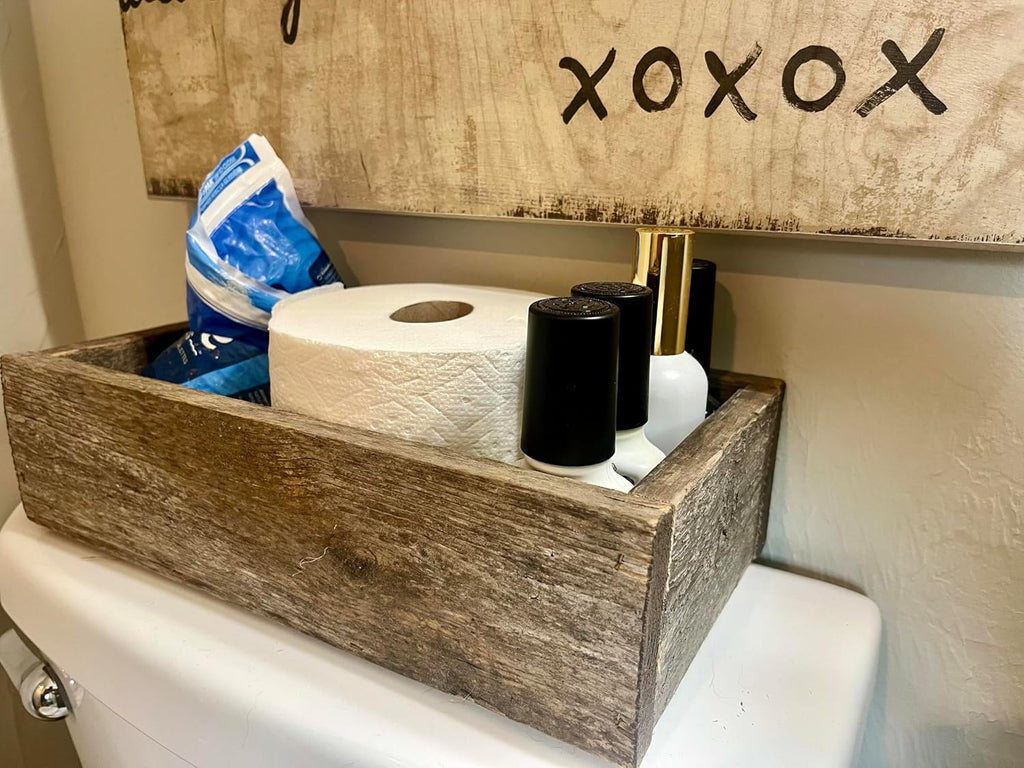 Rustic Revival | Decorative Barnwood Box - Authentic Rustic Weathered Wood Box for Table Decoration, Weddings
