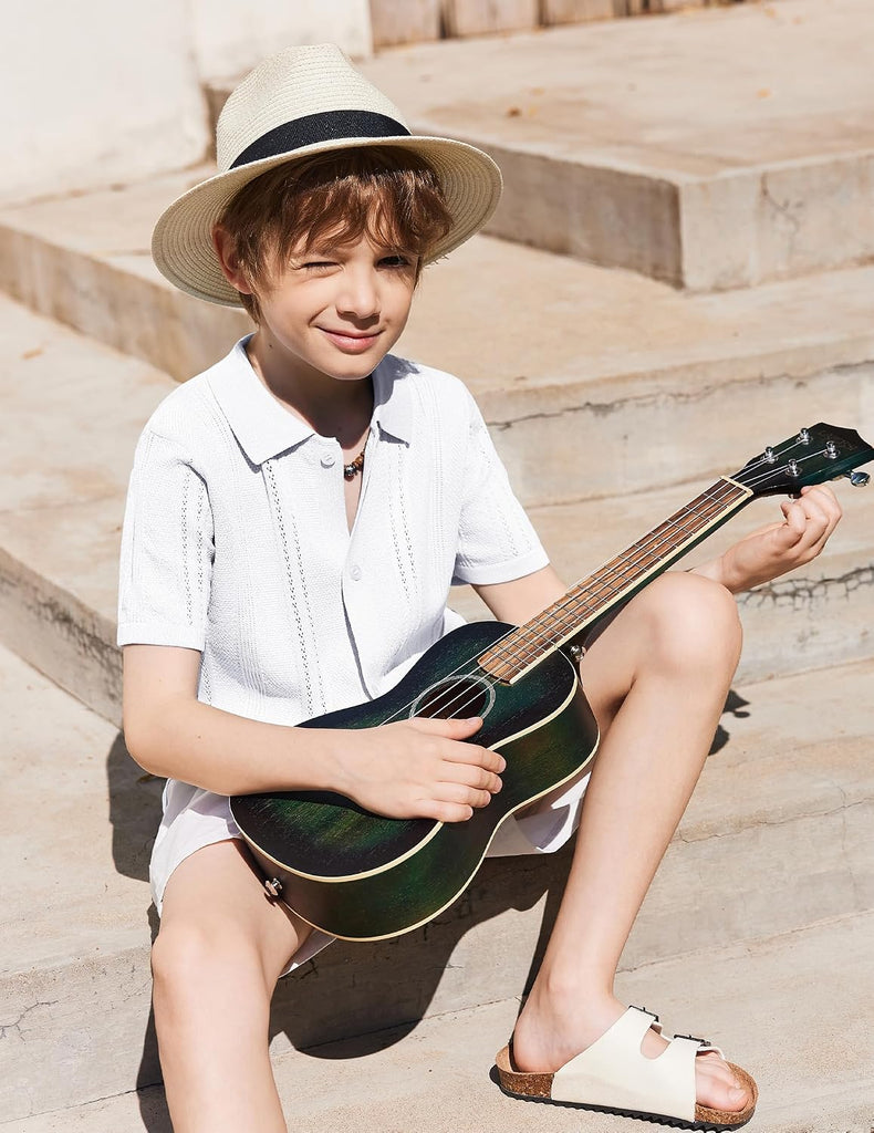 Boys Knit Casual Button Down Shirt Short Sleeve Dress Shirt