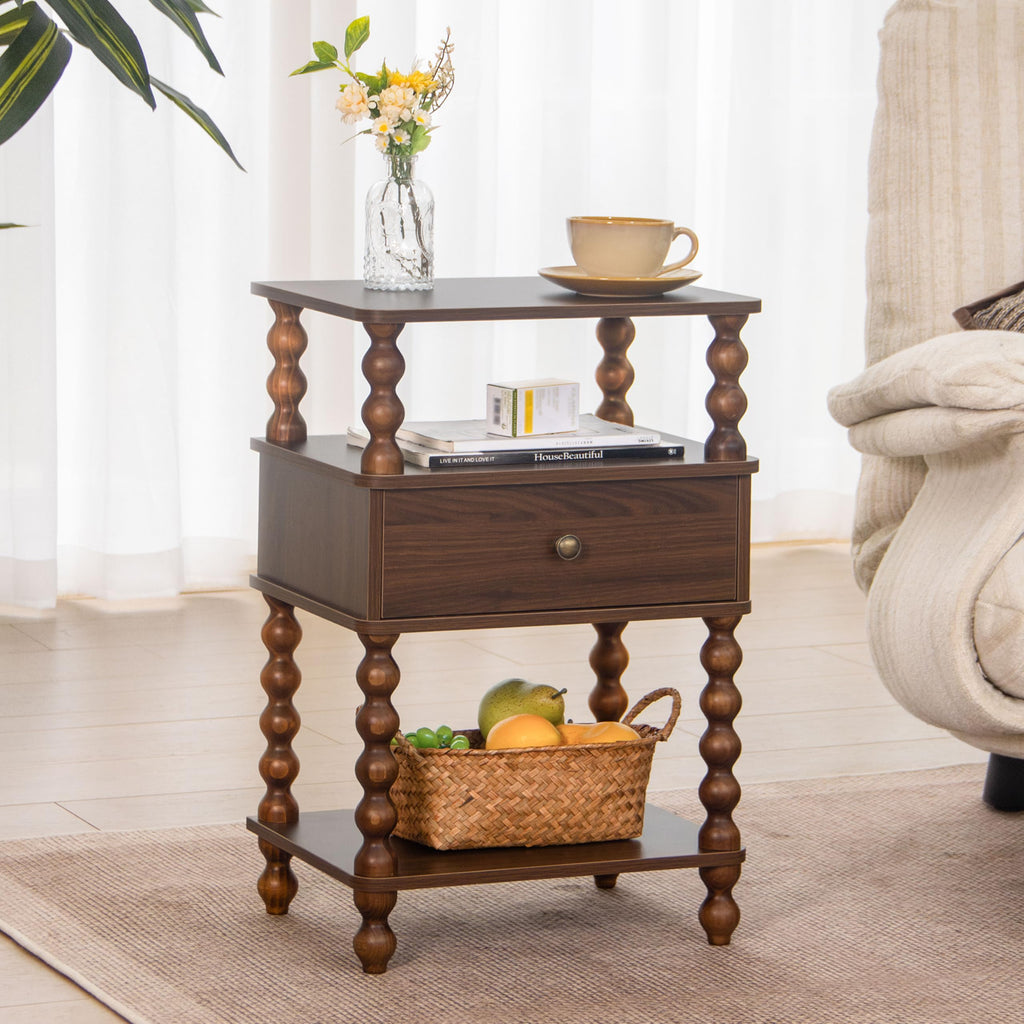 Mid Century Modern Nightstand, Bedside Table with Storage, End Table