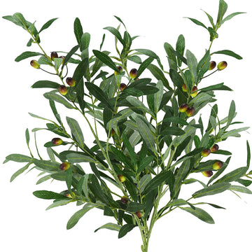 Artificial Olive Branch Long Stems Leaves Greenery Floral Arrangement Decoration Home Décor (3.42 ft, 2 Faux