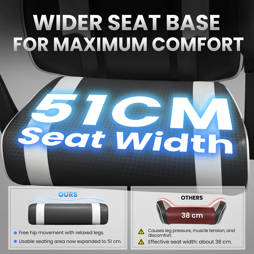 Video Gaming Chair for Adults with Footrest, Ergonomic PC Chair, Arctic White