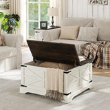Farmhouse Lift Top Coffee Table, Square Wood Center Table with Large Hidden Storage Compartment