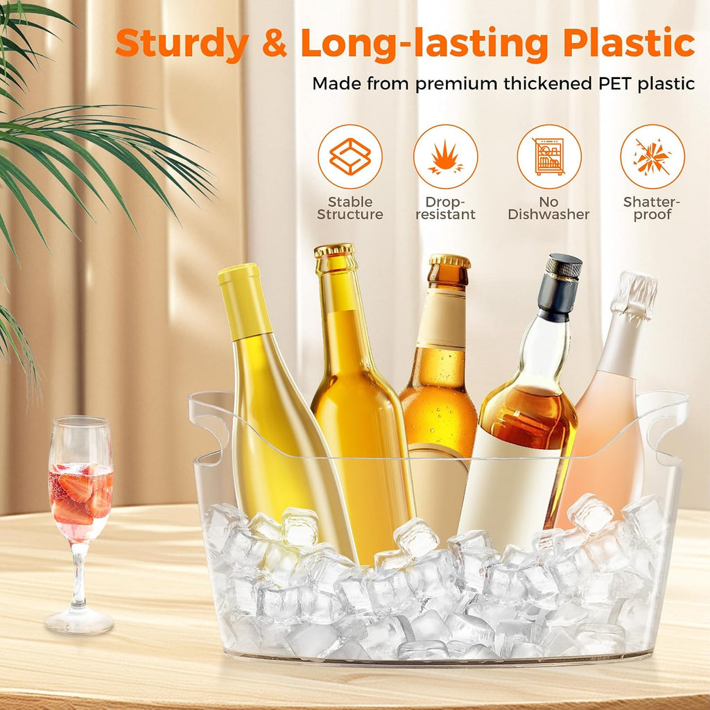 Acrylic Champagne Bucket, Ice Bucket for Parties6.5L Large Party Ice Bucket with Ice Scoop & Bottle Opener - Set of 2