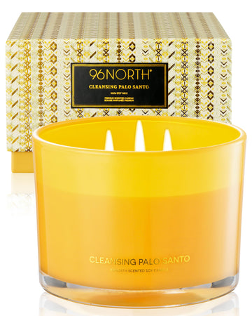 Luxury Palo Santo Candle | Large 3 Wick Jar Candle | Up to 50 Hours Burning Time | 100% Natural Soy Wax | Relaxing