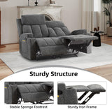 Manual Recliner Sofa Set, Fabric Home Theater Seating with Side Pockets and Cup Holders