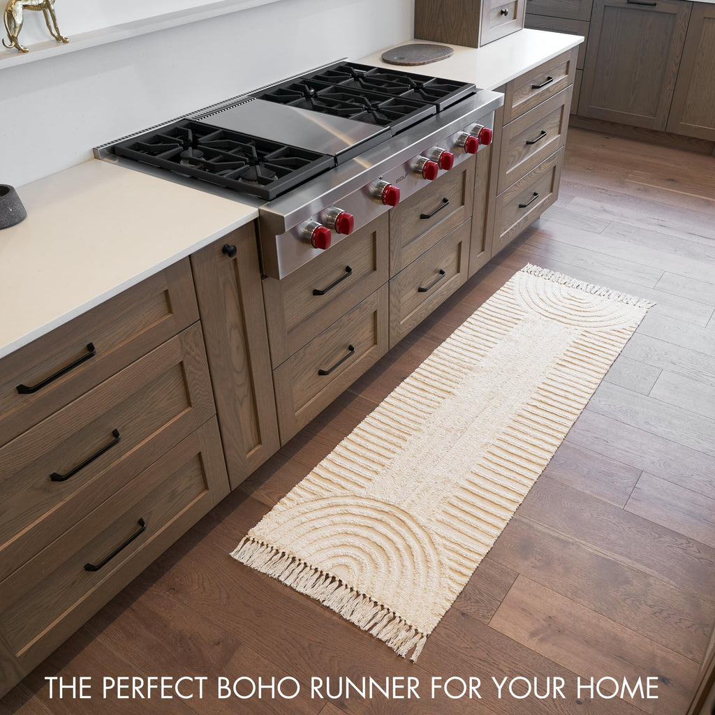 Beautiful Boho Runner Rug with Tassels - Soft Cotton