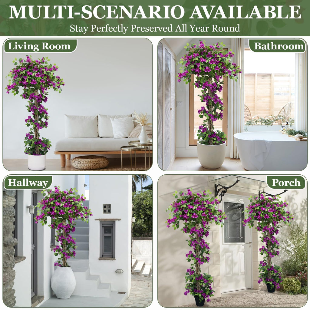 7FT Tall Bougainvillea Artificial Tree for Indoor & Outdoor