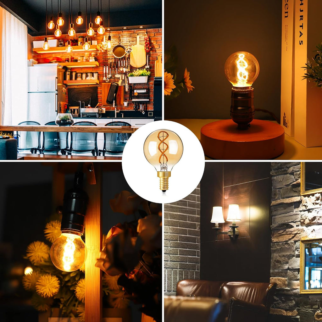 E12 Amber Light Bulbs 25 watt,G16.5 LED Candelabra Bulb