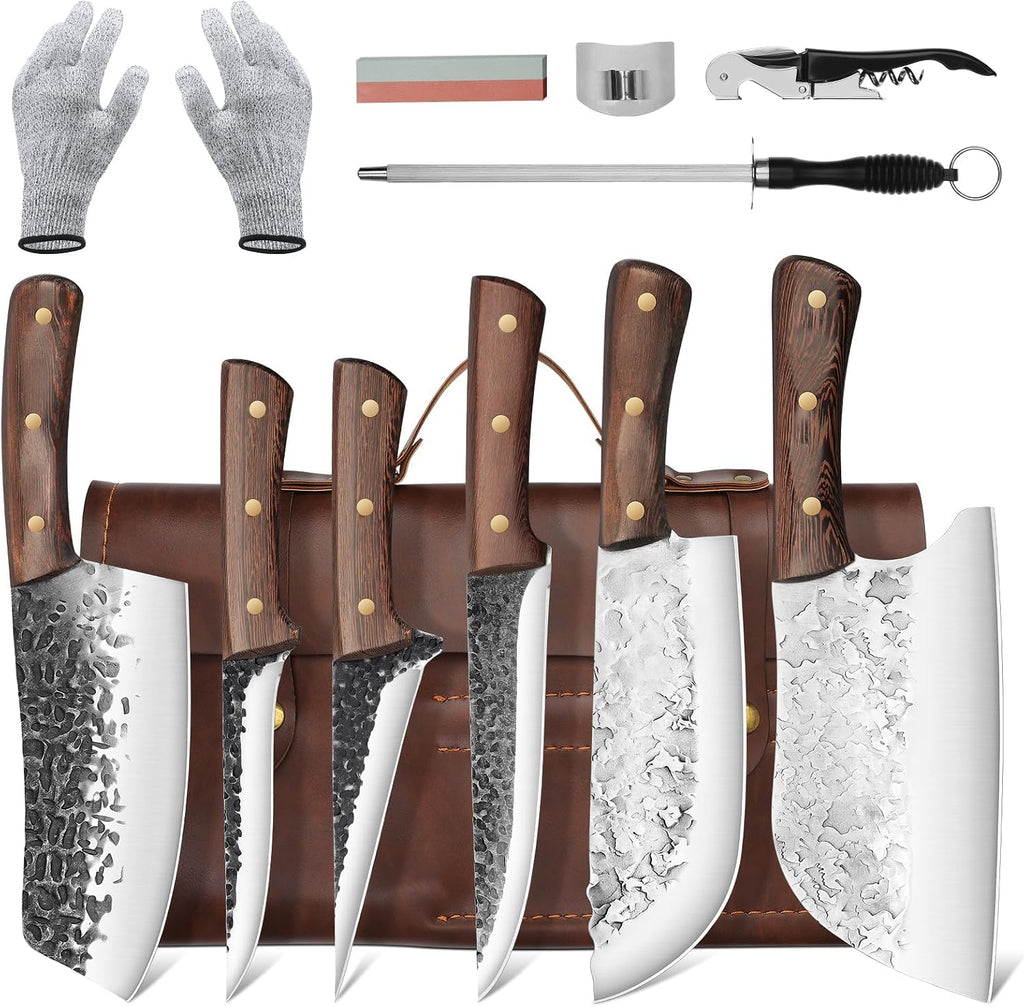 12-Piece Butcher Knife Set | Roll Bag, For Meat Processing, Brisket Trimming and BBQ Prep