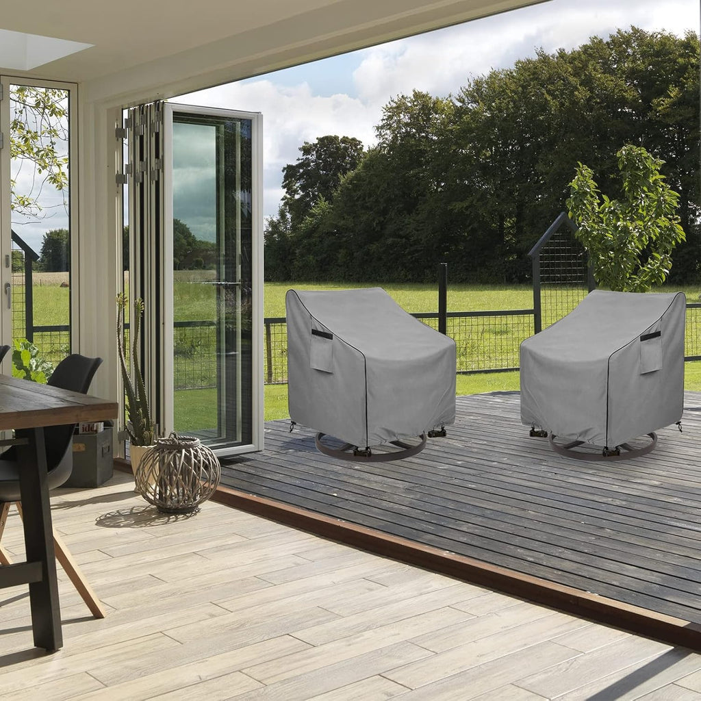 Patio Chair Covers,Heavy Duty 600D Outdoor Furniture Covers Fits up to 30" W x 34" D x 38.5" H inches -2 Pack,Grey