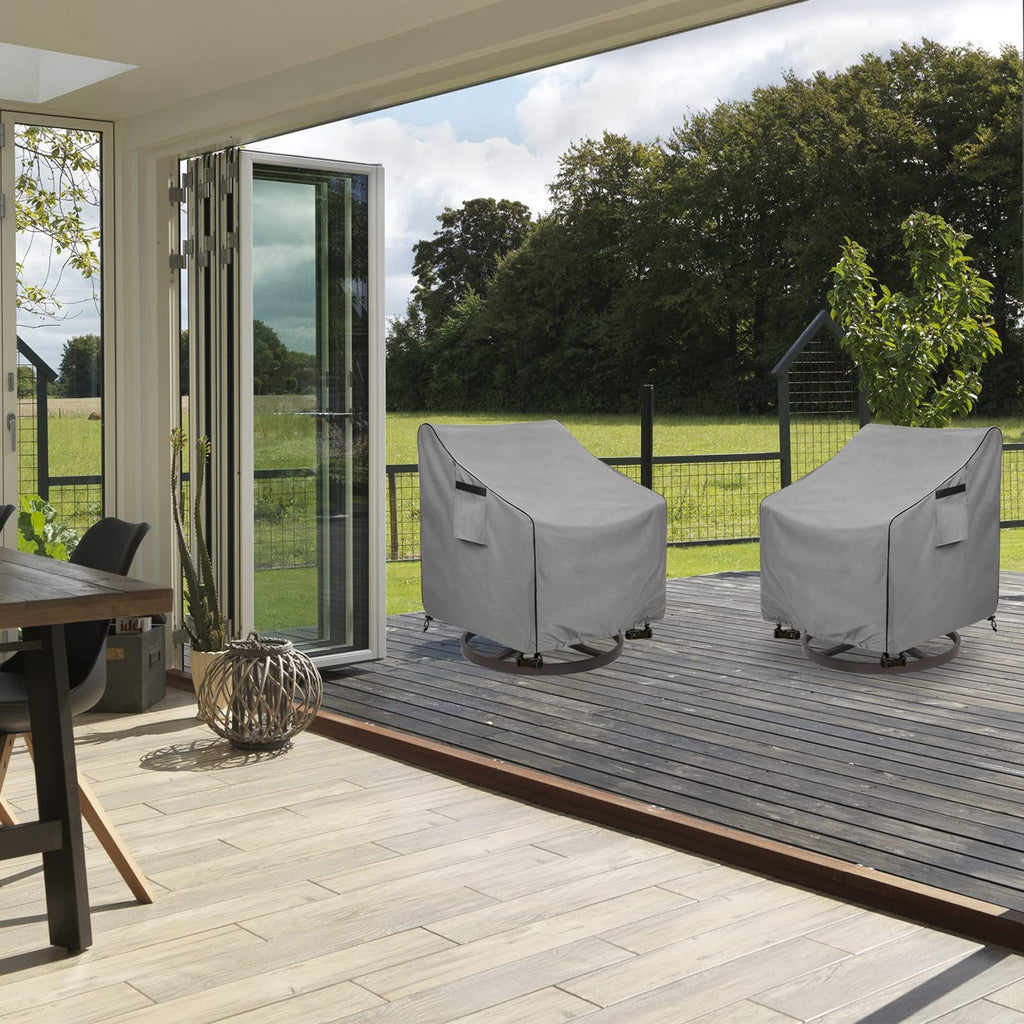 Heavy Duty 600D Outdoor Furniture Covers Fits up to 27.5"W x 32.5"D x 39"H inches -2 Pack, Grey