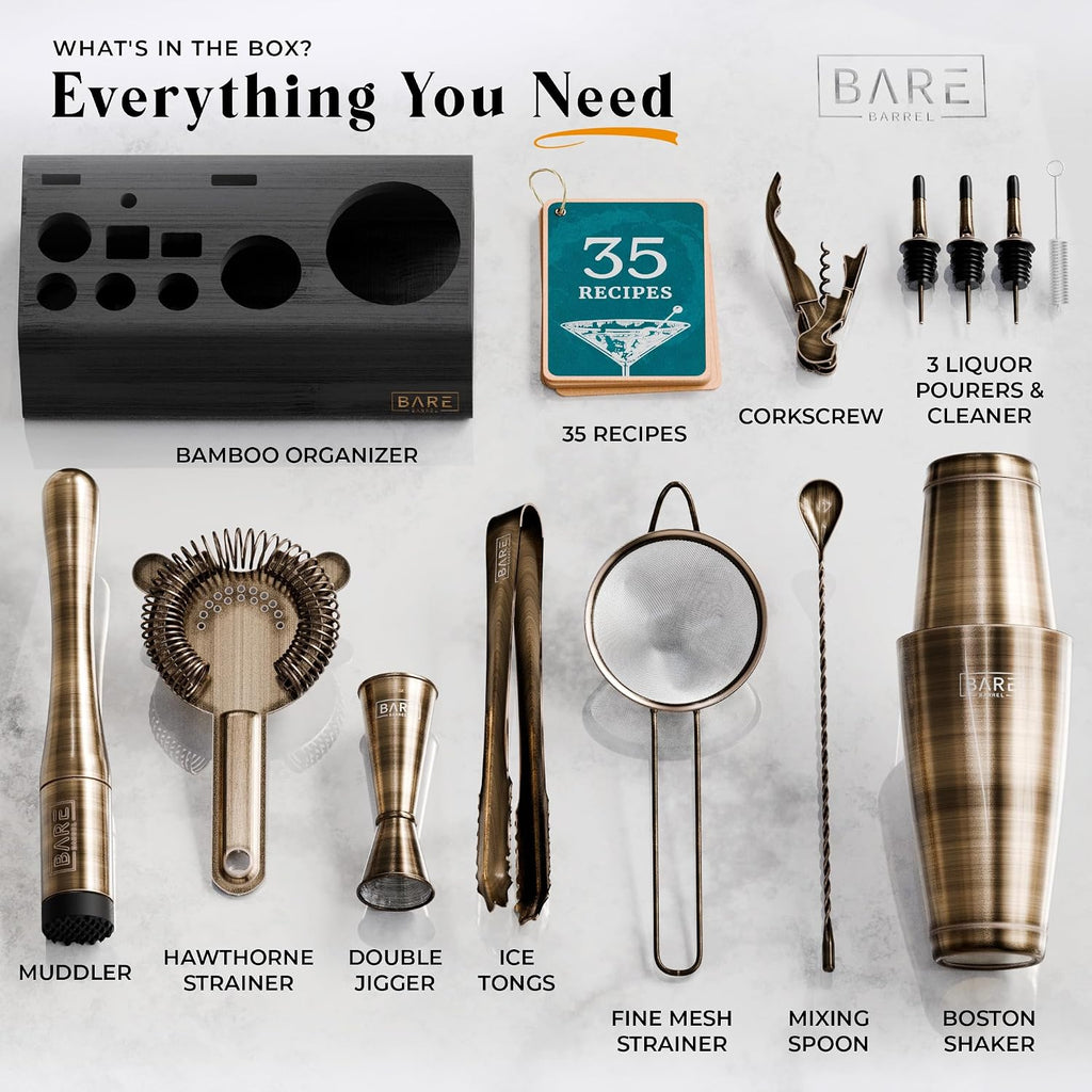 Mixology Bartender Kit Bar Set | 14-Piece Cocktail Shaker Set | Martini Barware Mixing Tools Bartending | Incl. 35 - Set of 14