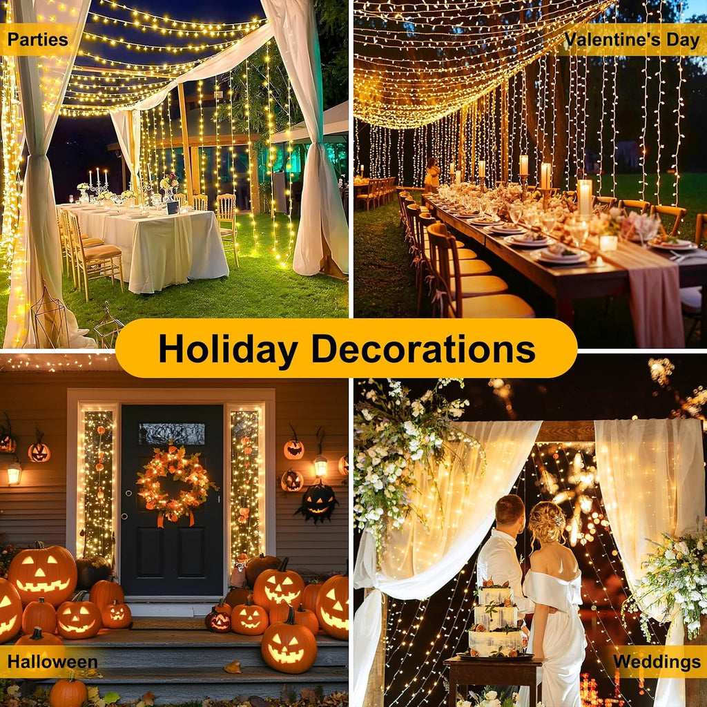 200FT 600LED Christmas Lights Plug ,Warm White Waterproof Fairy Lights with Timer/8 Modes, Christmas Tree Lights