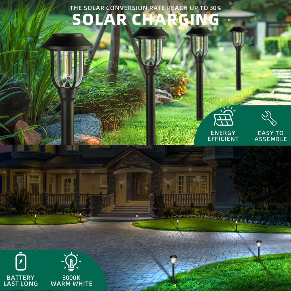 12 Pack Solar Lights Outdoor, 6000K Bright Solar Pathway Lights for Outside, Auto On/Off Waterproof Solar