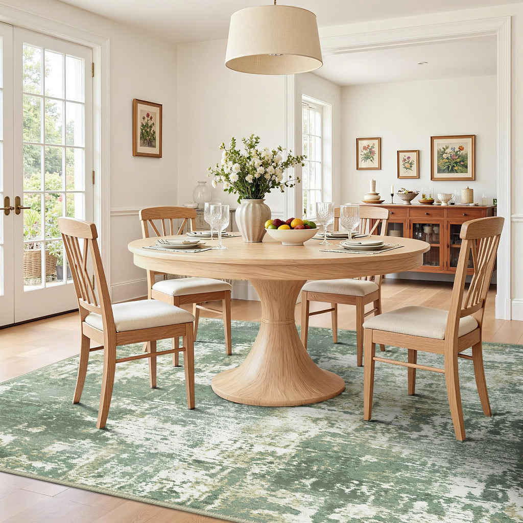 Washable Runner 2'x10' Abstract Area Rug Light Green
