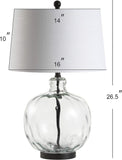 26.5" Clear Glass and Black Metal LED Table Lamp