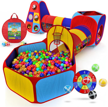 5pc Pop Up Play Tent and Crawl Through Tunnels for Kids w/Carry Bag