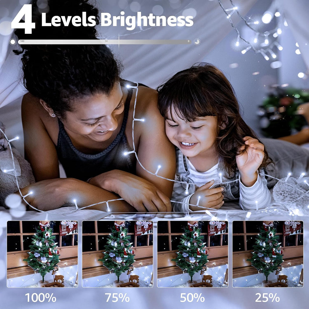 328FT 1000 LED Christmas Lights Outdoor Waterproof, Timer & Memory Function, 8 Modes Cool White String Lights Plug