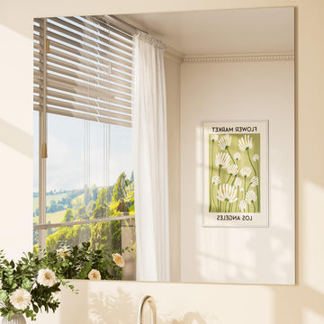 Frameless Mirror 36" x 36" Square Tempered Vanity Mirror Sink, Suitable Gym, Horizontal or Vertical