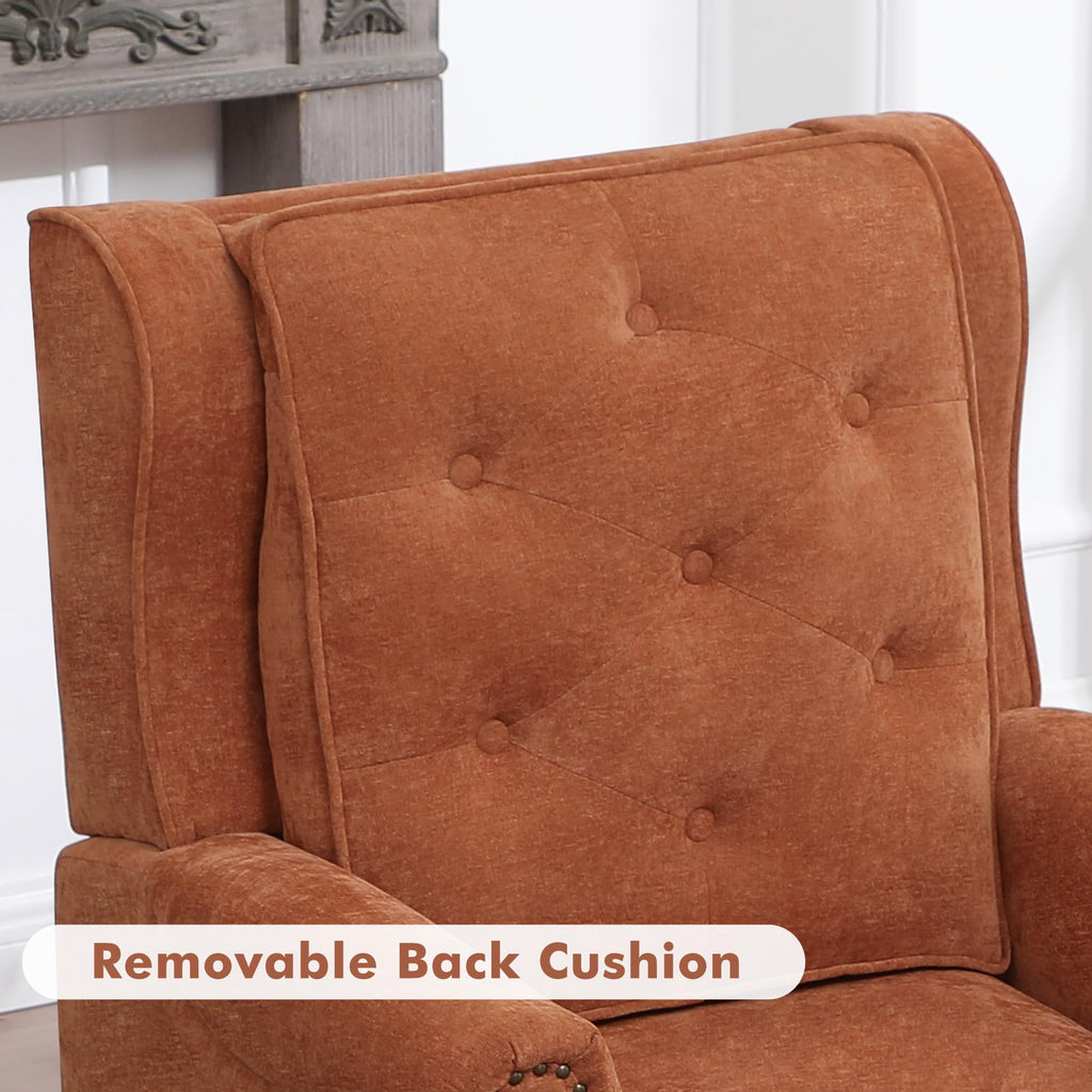 High Back Accent Chair, Vintage Wingback Armchair, Upholstered Reading Sofa Chair with Solid Wood Legs Comfy Home