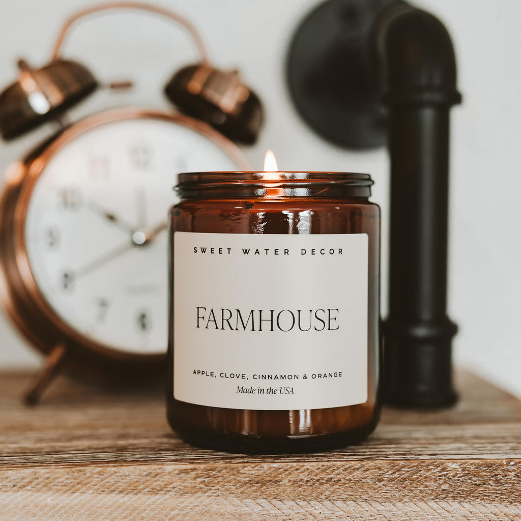 Candle, Non-Toxic Soy Wax, 9oz Amber Glass Jar