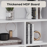 Bookshelf with Doors, Book Shelf with Storage Shelves, 74.6 in Tall Bookcase, White