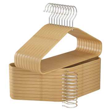 Bamboo Clothes Hangers 30 Pack, Suit Hangers 360° Rotatable Hook, Natural