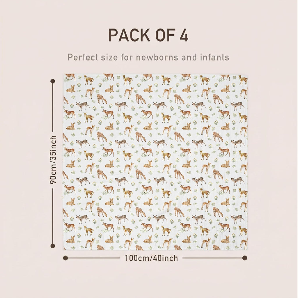 Muslin Swaddle Blankets 4Pk Receiving Blanket Large 35" x 40"