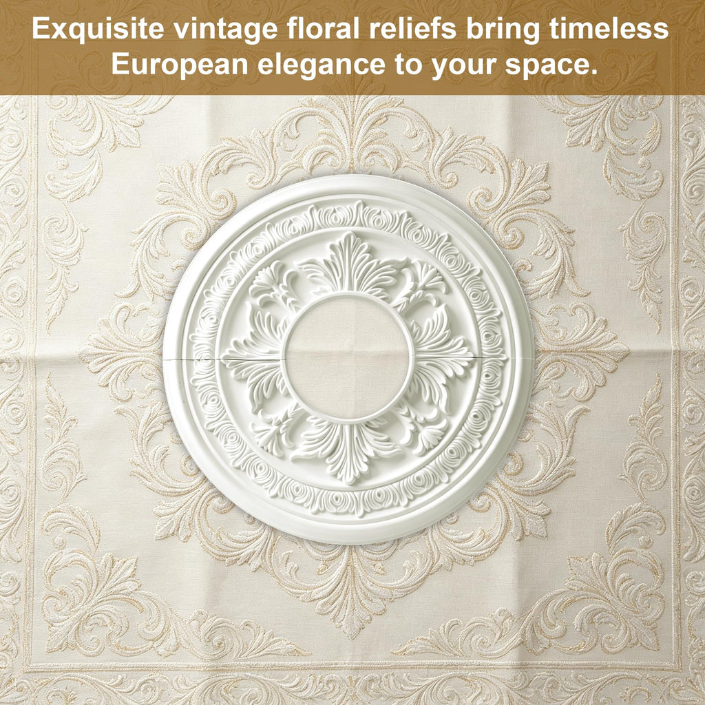 Split Ceiling Medallion 15-3/8" OD x 5" ID, Ceiling Decorative Molded Round Ceiling Medallions for Chandeliers Home