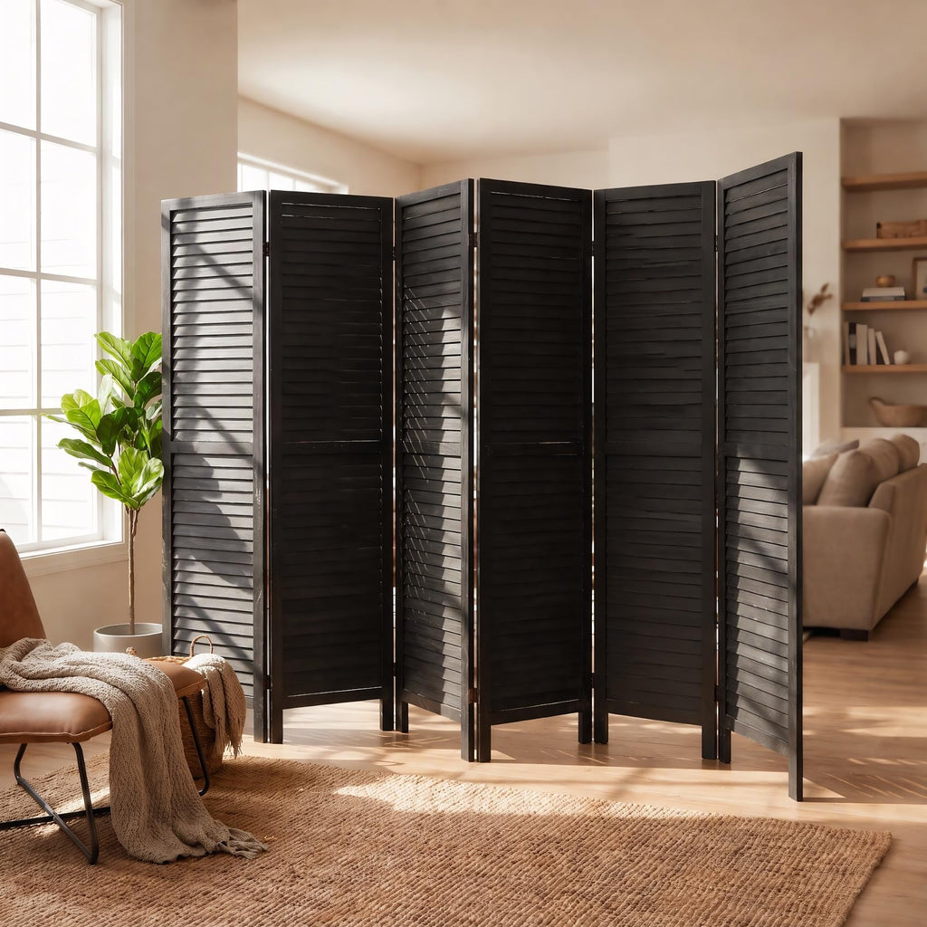 6 Panel Room Dividers and Folding Privacy Screens, Wood Room Divider Screens and Panels, Wall Divider for Room