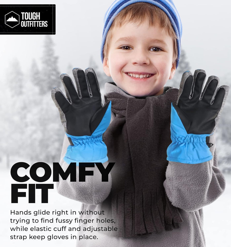 Kids Insulated Waterproof Snow Gloves - Youth Winter Ski Gloves for Girls & Boys
