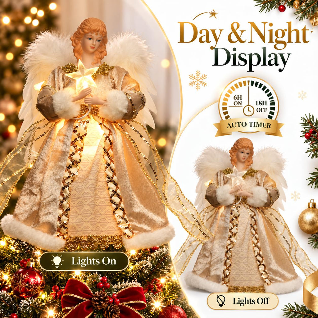 Moving Angel Christmas Tree Topper with Lights