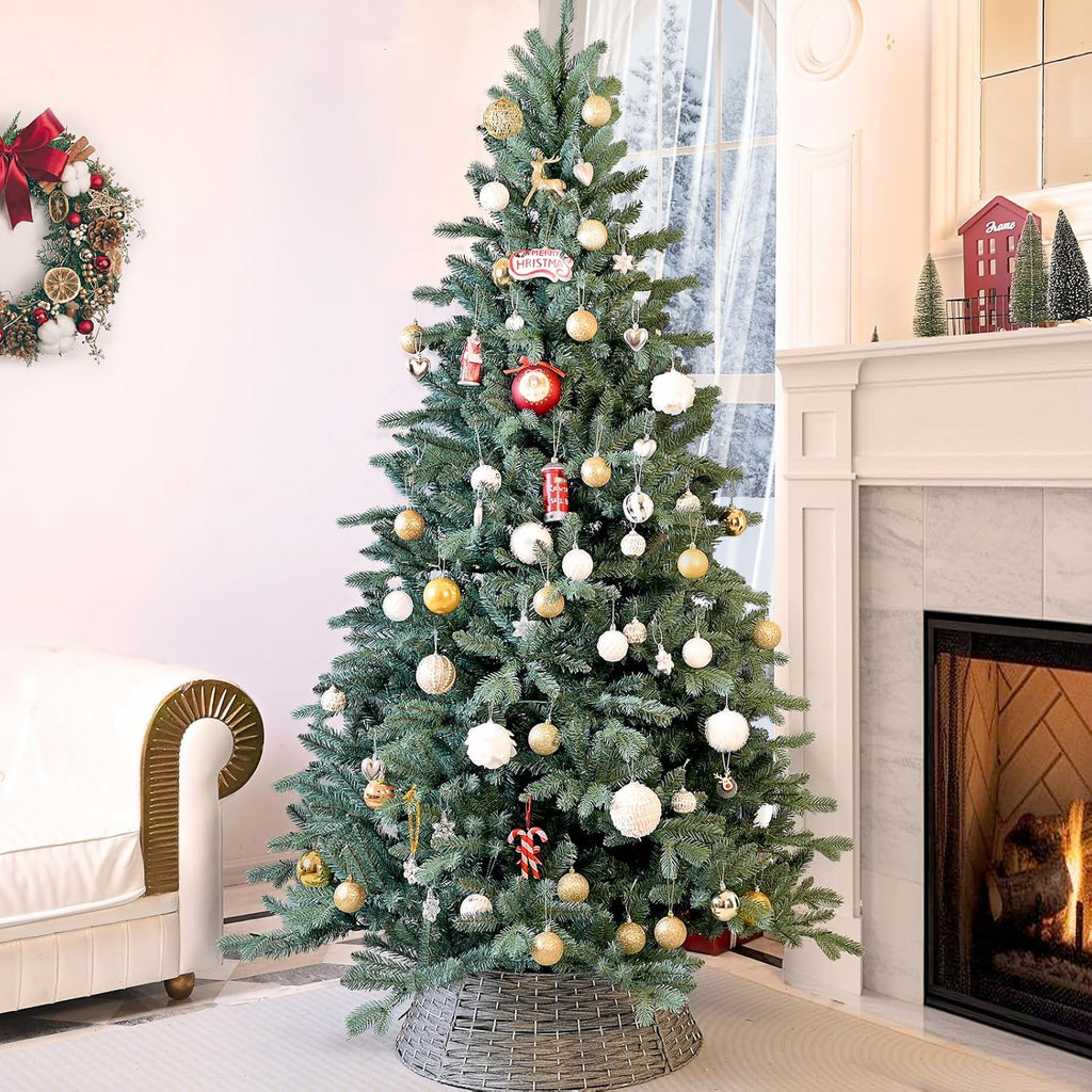 Blue Spruce Artificial Christmas Tree, Unlit Xmas Tree with Realistic PE/PVC Needles & Easy Setup Hinged Design
