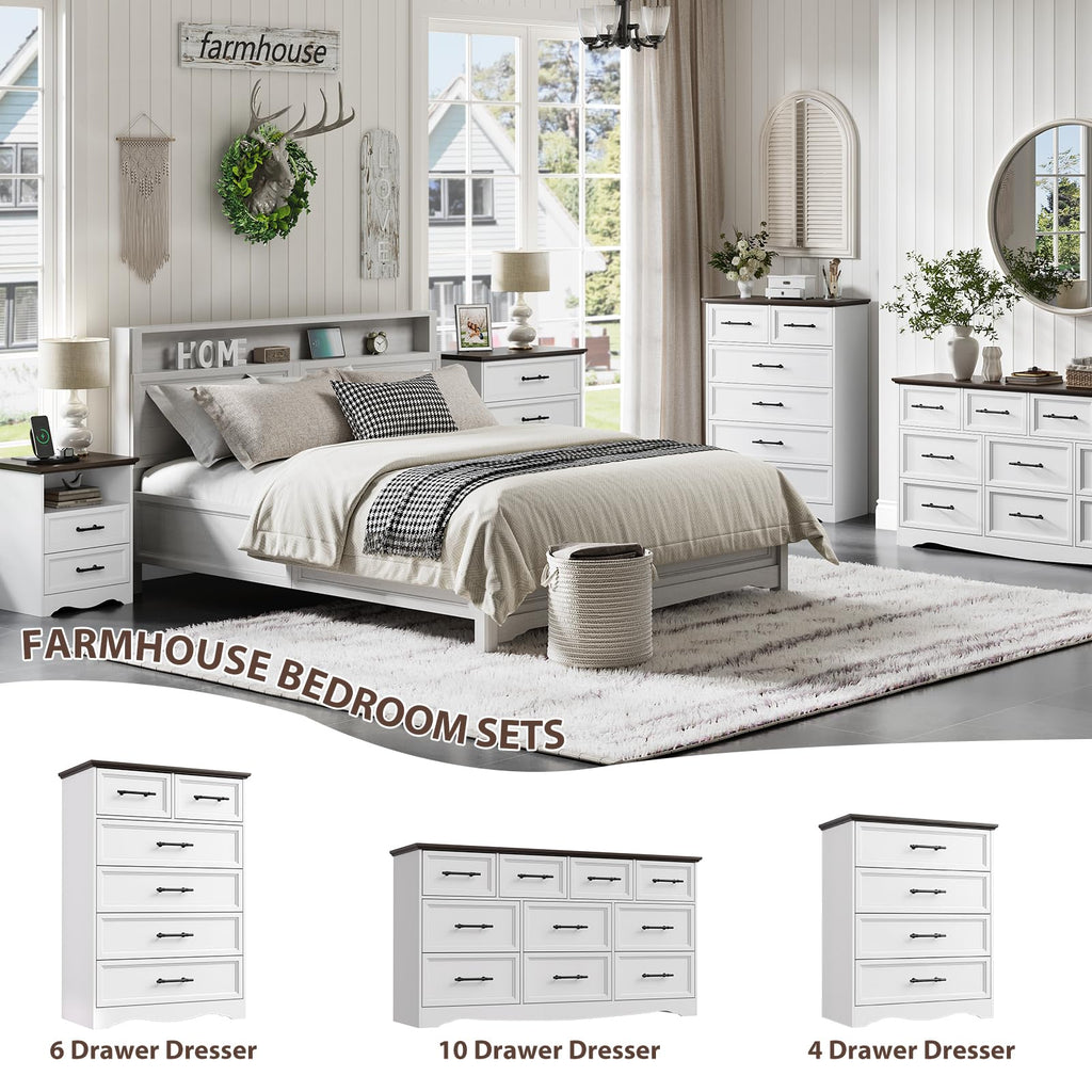 White 6-Drawer, 44" Tall Chest of Drawers