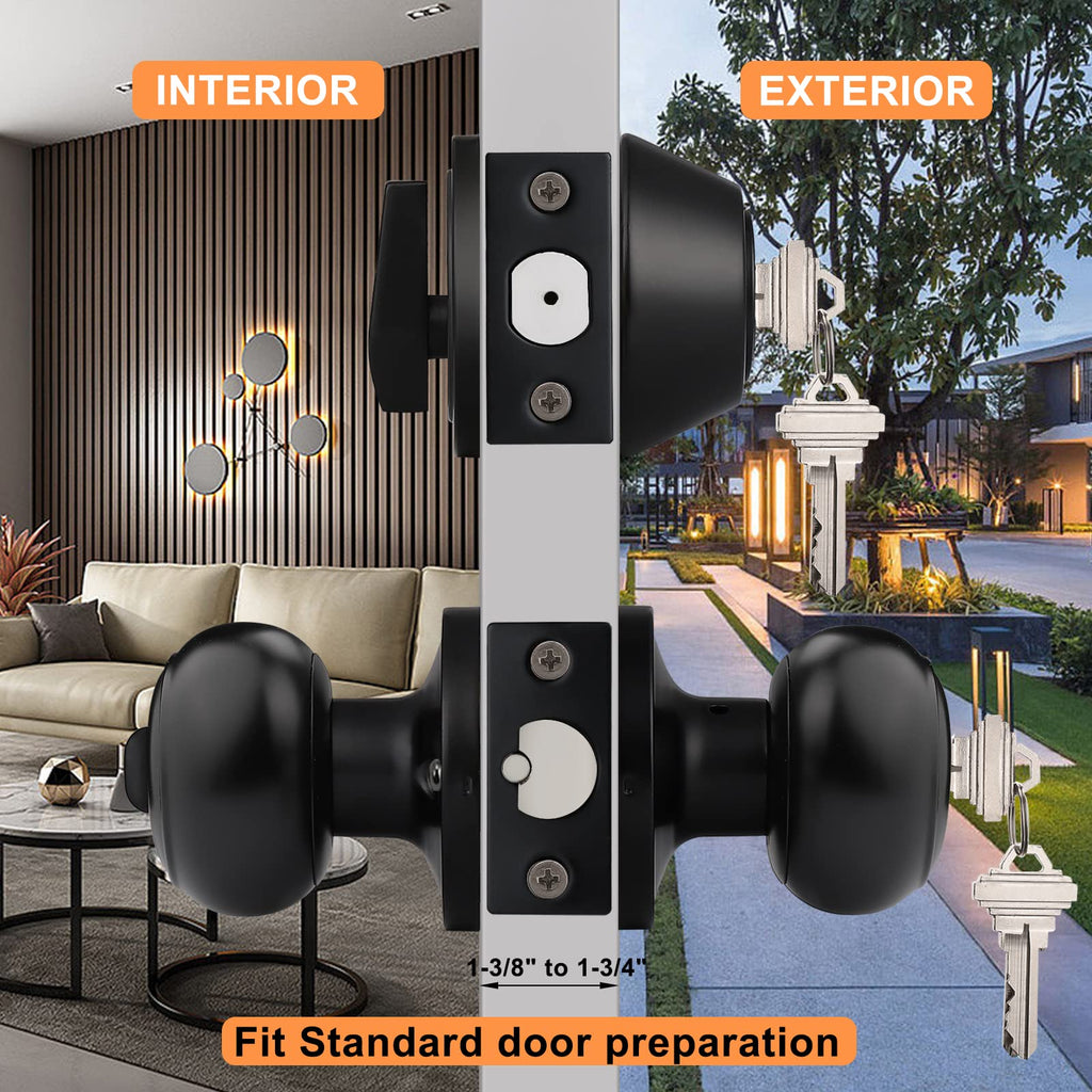 6 Sets Front Door Entry Knob and Single Cylinder Deadbolt Combination Set, Keyed Alike Interior Exterior Door Locks