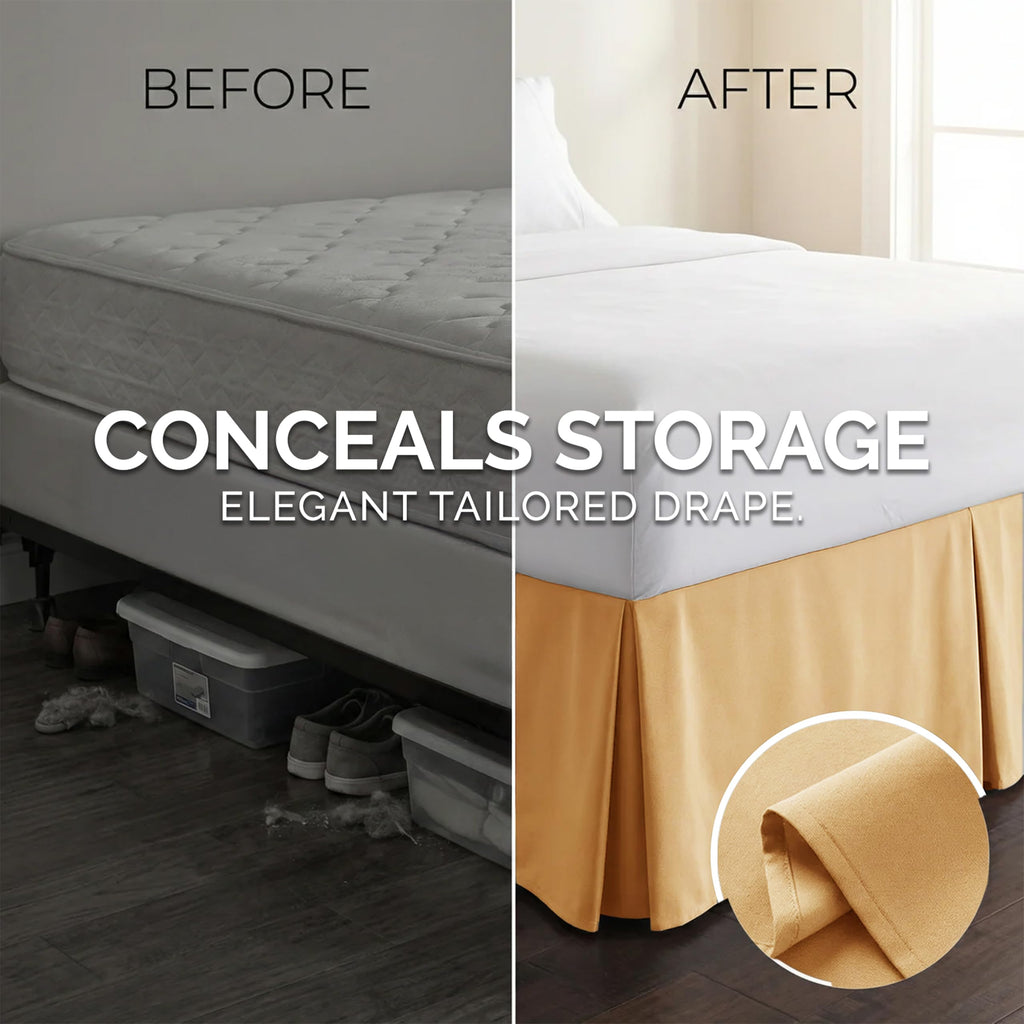 Pleated Queen Bed Skirt 14 Inch Drop Wrinkle Resistant Microfiber Gold