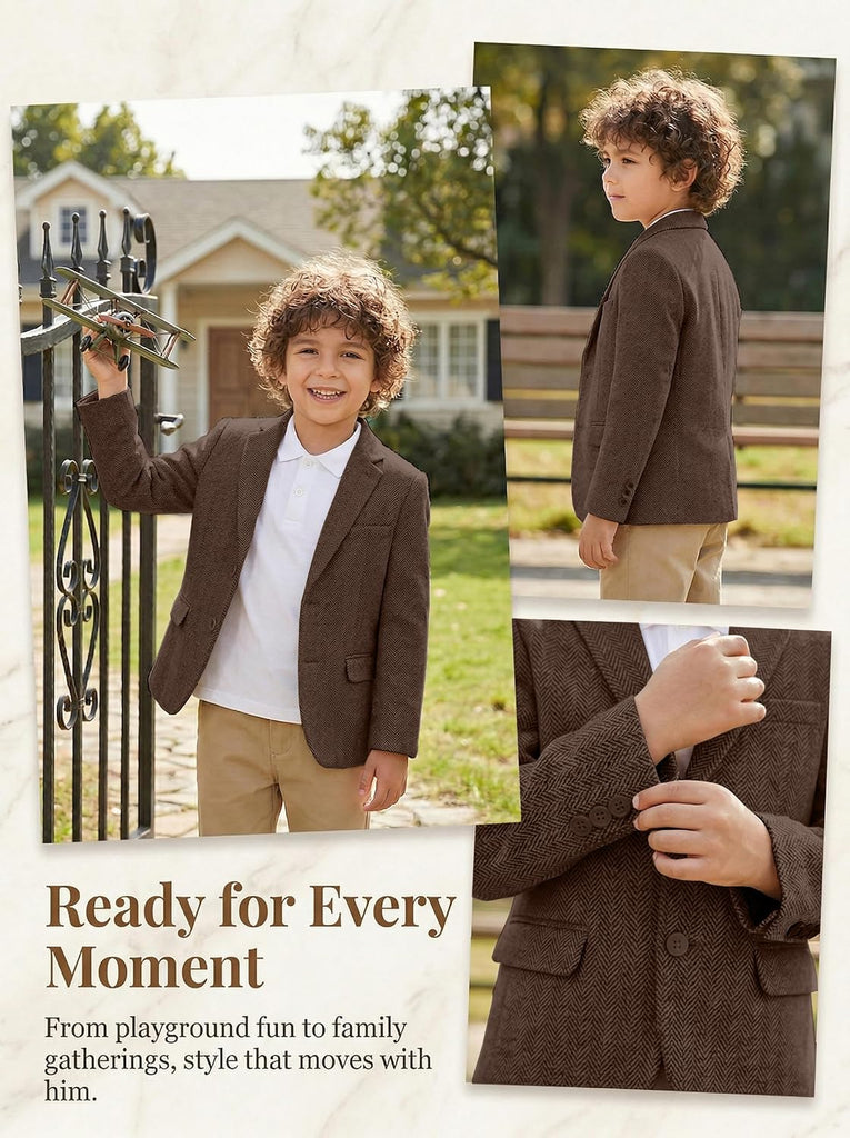 Boys Blazer Retro Tweed Sport Coat Boy Herringbone Jacket Green,5