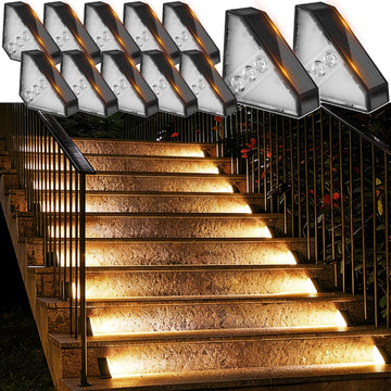 12 Pack Solar Step Lights for Outside 100 Lumen Ultra Bright