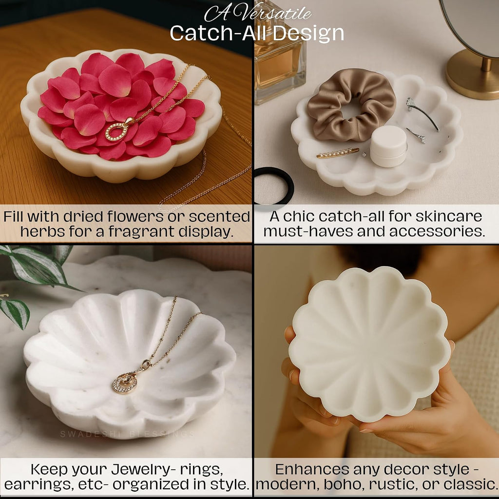 HandMade Marble Jewelry Tray, Trinket Dish, Catch-all,5"