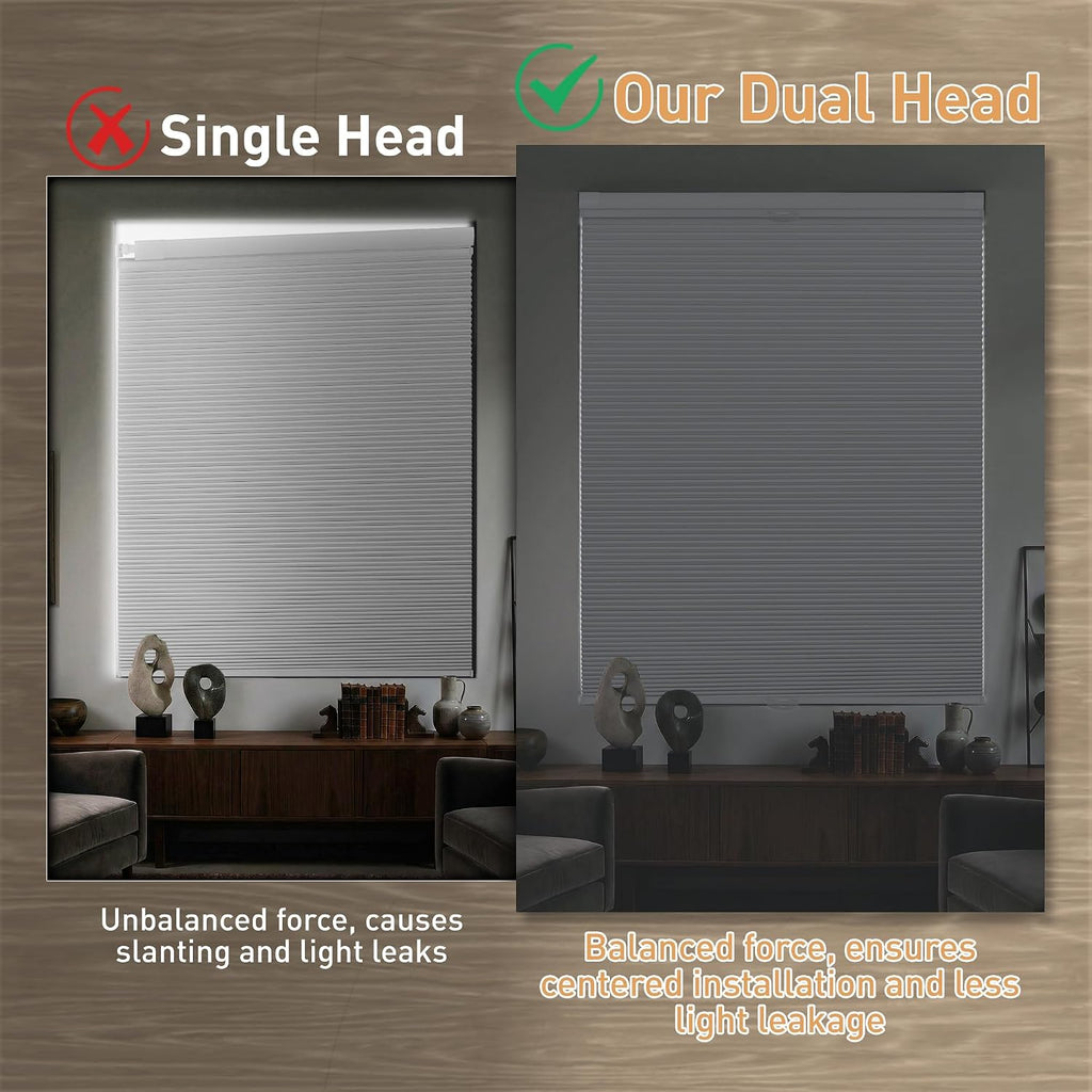 No Drill Top Down Bottom Up Blackout Cellular Shades | Get Privacy & Adjust Light, 3 Steps to Install, 1.1 Inch