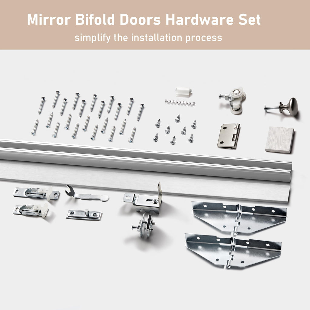 Bifold Doors, 30" x 80" Mirror Closet Doors with Complete Hardware Kit