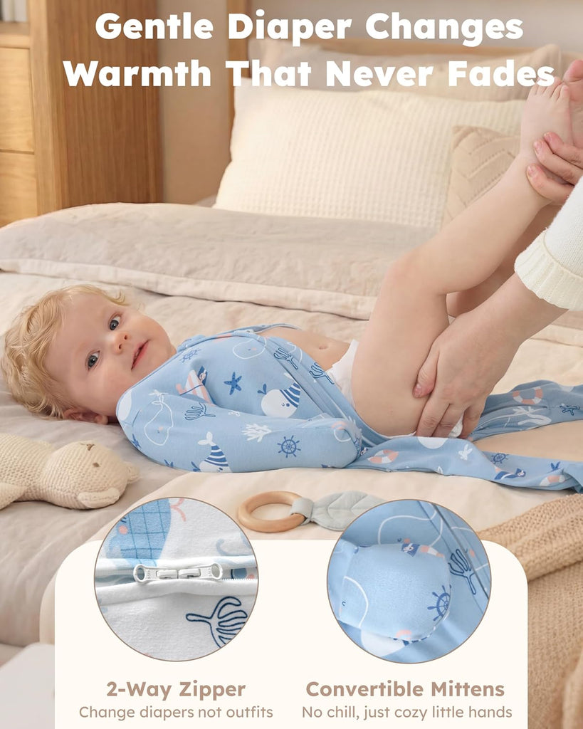 Sleepers 100% Cotton Footie Pajamas, 0-3 3-6 with Way Zipper, 2pcs PJs Baby Boy Clothes